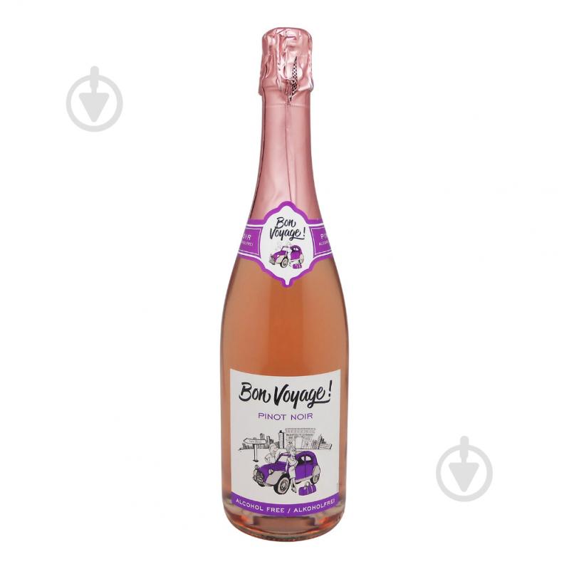 Вино ігристе Bon Voyage Pinot Noir рожеве сухе безалкогольне 750 мл - фото 1