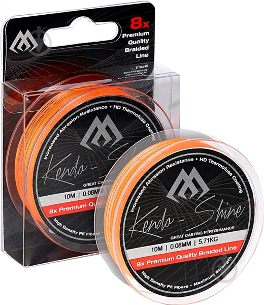 Шнур Mikado Kendo Shine Braid 10м 0,12мм 9,62кг fluo orange (ZKS00O-10-012) - фото 1