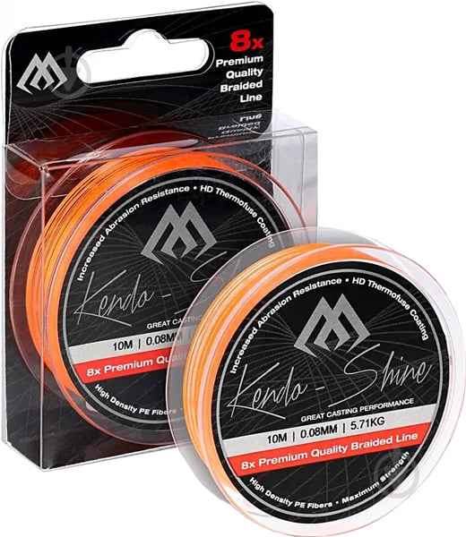 Шнур Mikado Kendo Shine Braid 10м 0,14мм 11,75кг fluo orange (ZKS00O-10-014) - фото 1