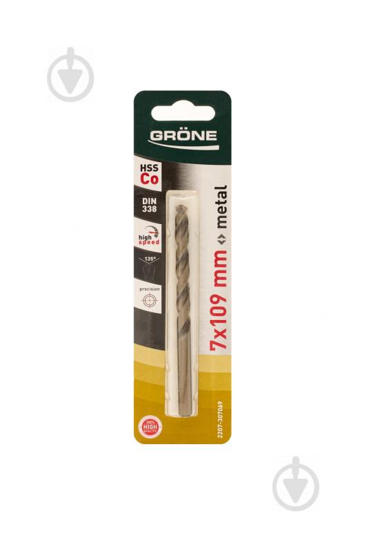 Сверло по металлу Grone 7x109 мм HSS-Co 2207-307069 - фото 1