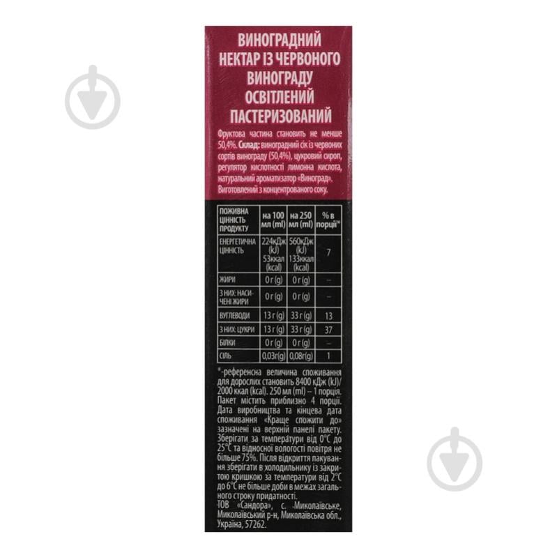 Нектар Sandora Коктейльная коллекция Красный виноград 0,95 л - фото 9 Нектар Sandora Коктейльная коллекция Красный виноград 0,95 л - фото 9