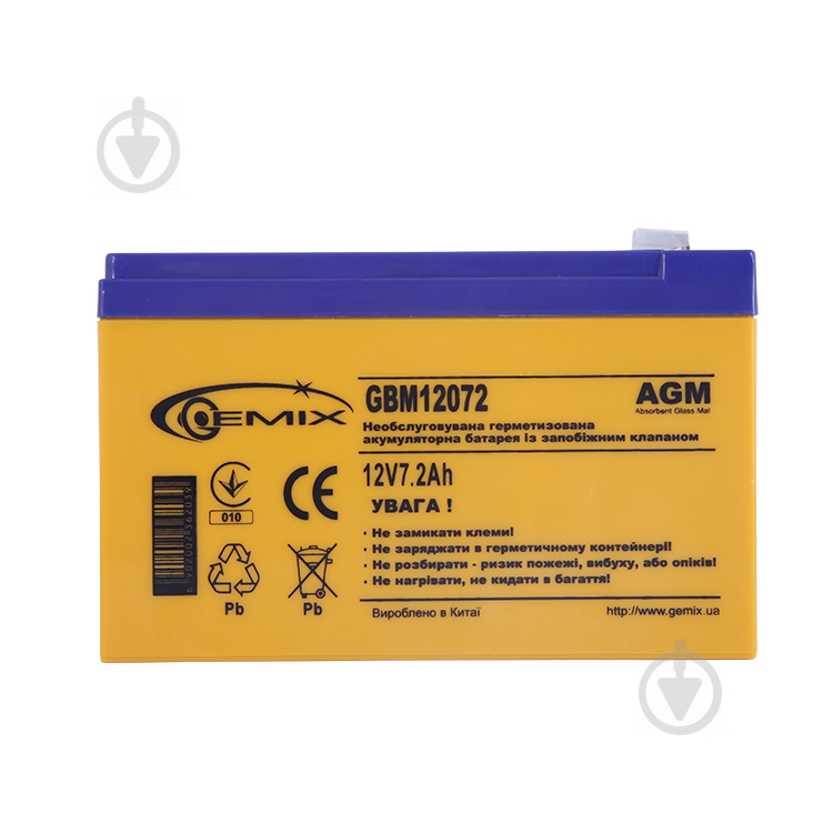 Батарея аккумуляторная для ИБП Gemix GBM12072/ 12V 7.2Ah - фото 2