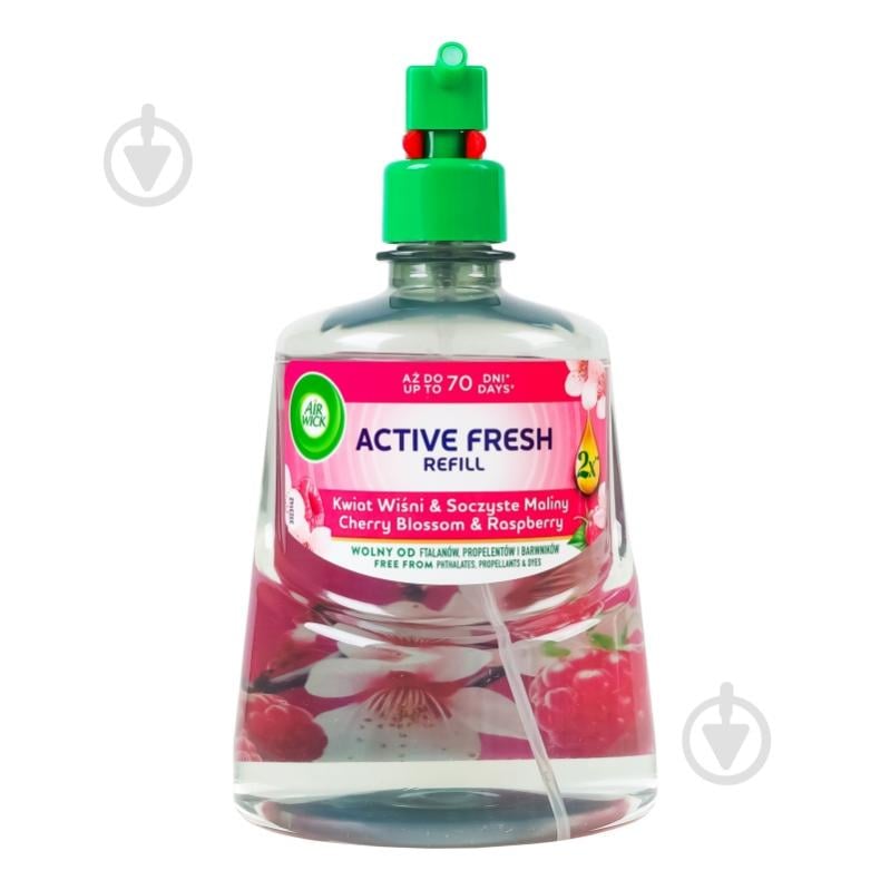 Сменный баллон для автоматического освежителя воздуха Air Wick Active Fresh Цвет вишни и свежесть малины 228 мл - фото 1 Сменный баллон для автоматического освежителя воздуха Air Wick Active Fresh Цвет вишни и свежесть малины 228 мл - фото 1