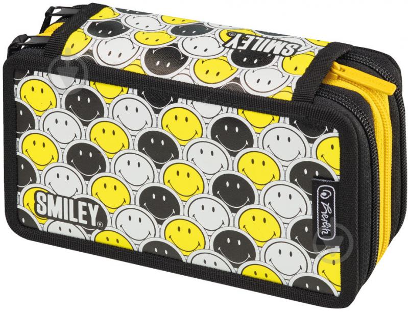 Пенал 31 предм Triple Smileyworld Black & Yellow 50015429 Herlitz чорно-жовтий - фото 1