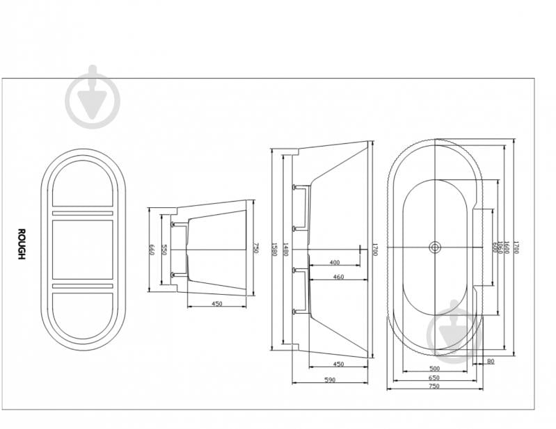 Ванна акриловая Diamond Premium ROUGH 170х75 см - фото 3