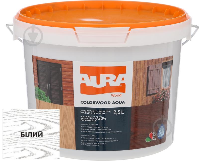 Лазур Aura® ColorWood Aqua білий напівмат 2,5 л - фото 1