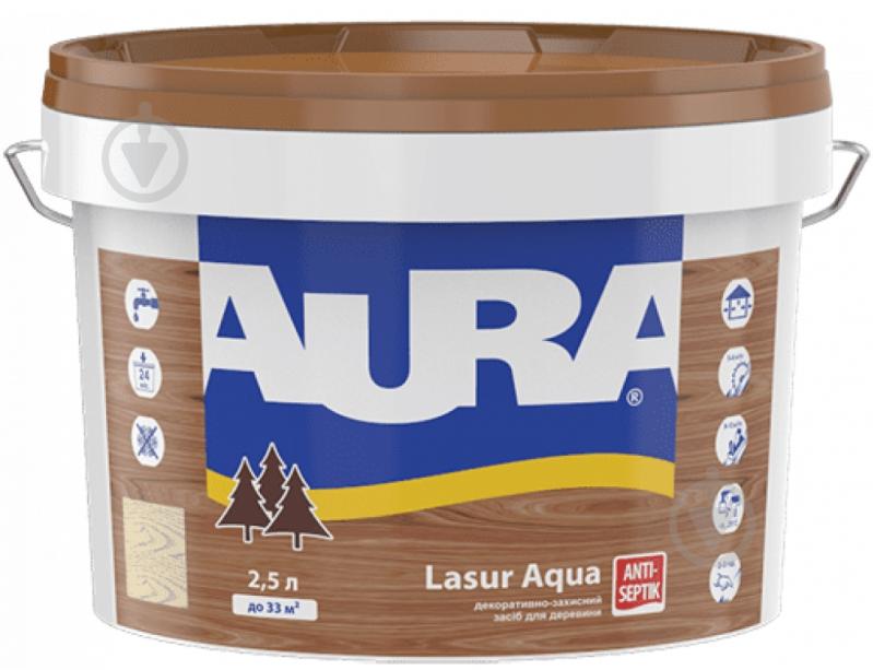 Деревозащитное средство Aura® Lasur Aqua белый шелковистый мат 2,5 л - фото 2