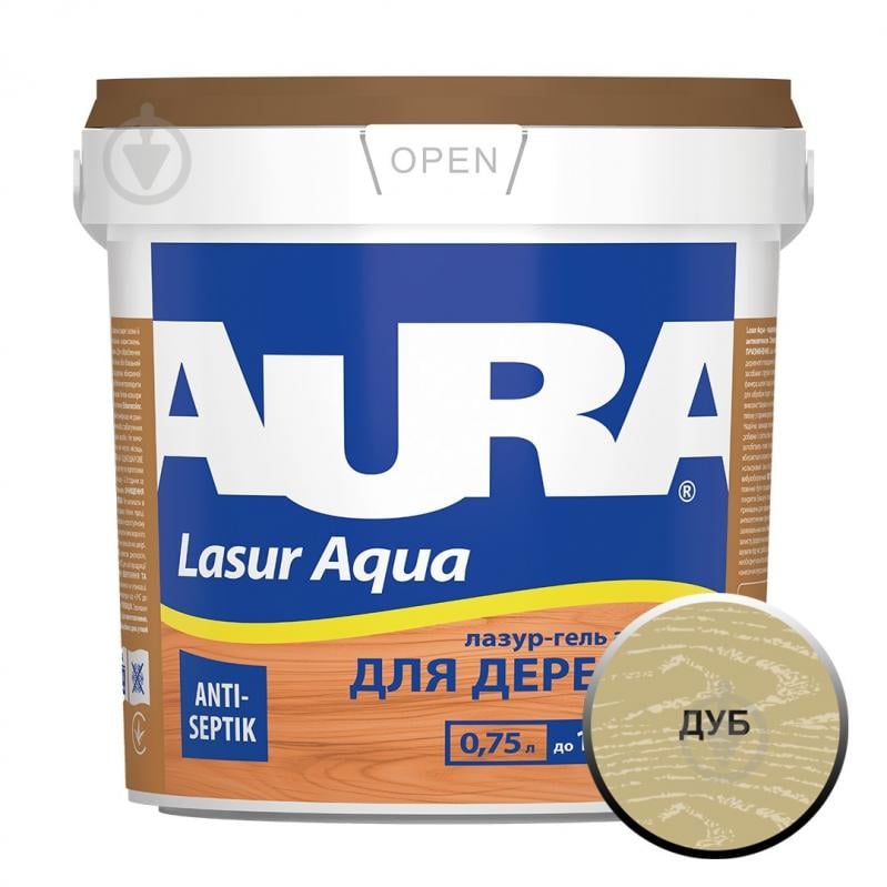 Деревозащитное средство Aura® Lasur Aqua дуб шелковистый мат 0,75 л - фото 1