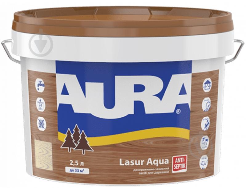 Деревозащитное средство Aura® Lasur Aqua тик шелковистый мат 2,5 л - фото 2