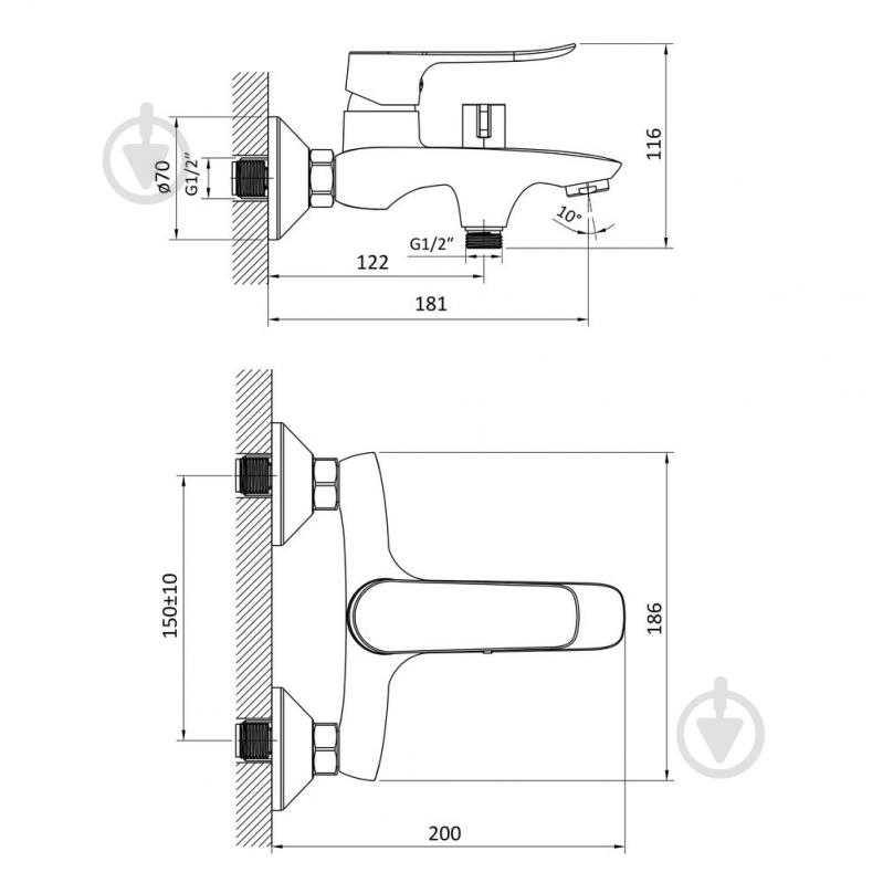 Змішувач для ванни RJ Slip RBZ090-3 - фото 2 Змішувач для ванни RJ Slip RBZ090-3 - фото 2
