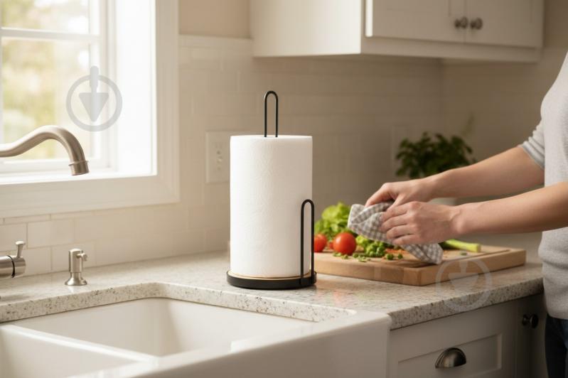 Тримач для паперових рушників Flamberg Premium Woody d16х33,5 см чорний S-E49110M - фото 9