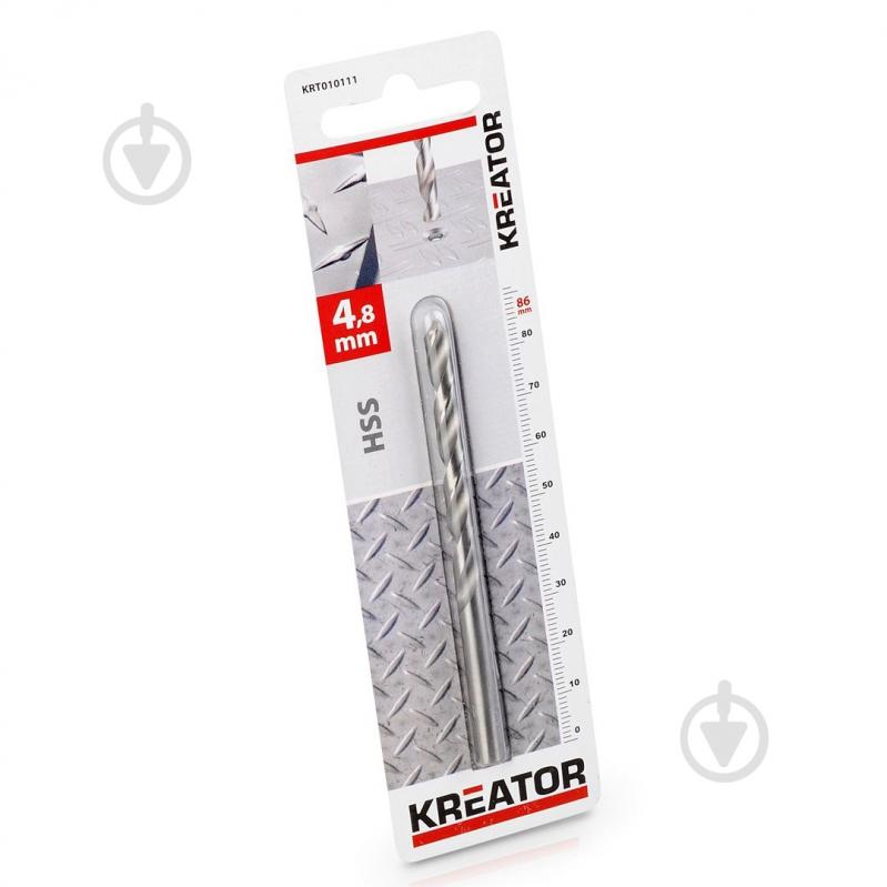 Свердло по металу Kreator HSS Ø 4,8x86 мм 1 шт. KRT010111 - фото 1 Свердло по металу Kreator HSS Ø 4,8x86 мм 1 шт. KRT010111 - фото 1