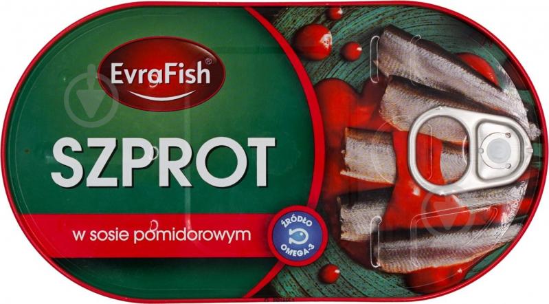 Шпроти EvraFish в томатному соусі 170 г - фото 1 Шпроти EvraFish в томатному соусі 170 г - фото 1