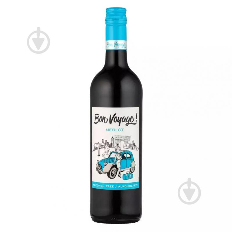 Вино Bon Voyage красное сухое безалкогольное Merlot 0,75 л - фото 1