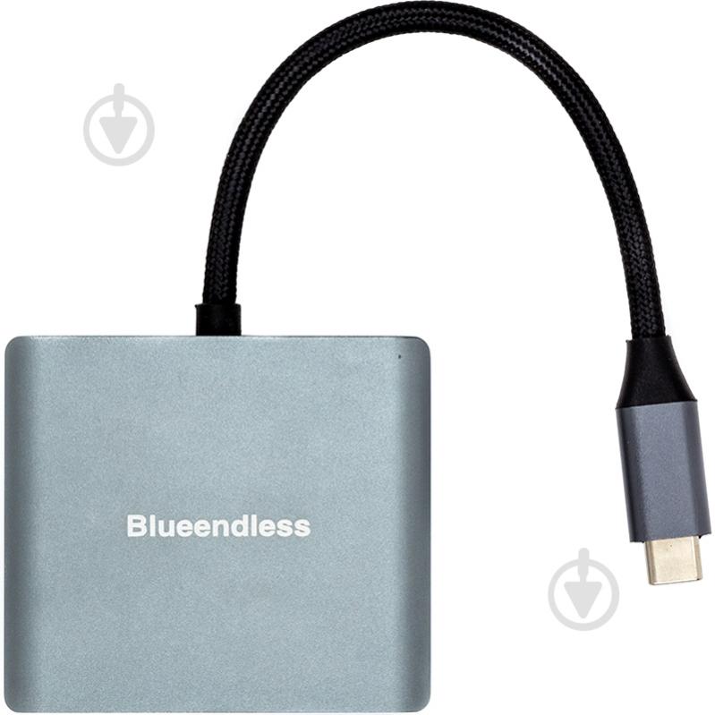 Адаптер PowerPlant Blueendless USB Type-C - 2xHDMI, 4K, 60Hz 0,15 м grey (CA913831) - фото 2