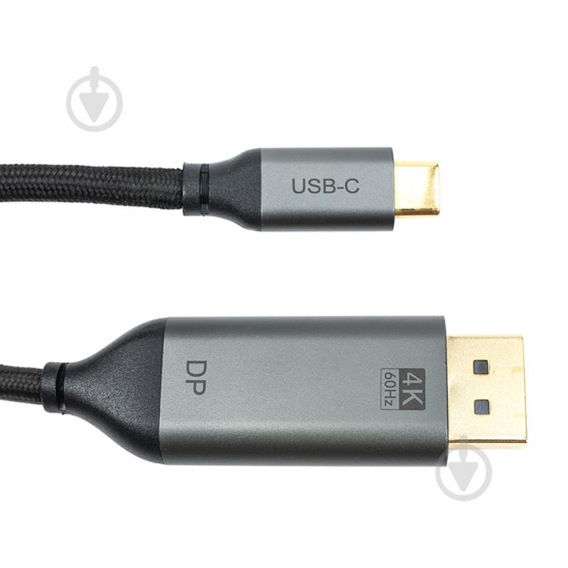 Кабель гнучкий PowerPlant USB-C - DisplayPort, 4K, Ultra HD 1,8 м black (CA913305) - фото 1