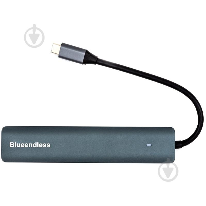 USB-хаб PowerPlant USB-хаб Blueendless USB Type-C - HDMI LAN 3xUSB 3.0 Type-A USB Type-C PD100W 0,1 м серый (CA913909) - фото 2