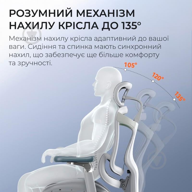 Кресло офисное Sihoo DORO C300 Pro Mesh White (DORO-C300-PRO-M102) серый - фото 17