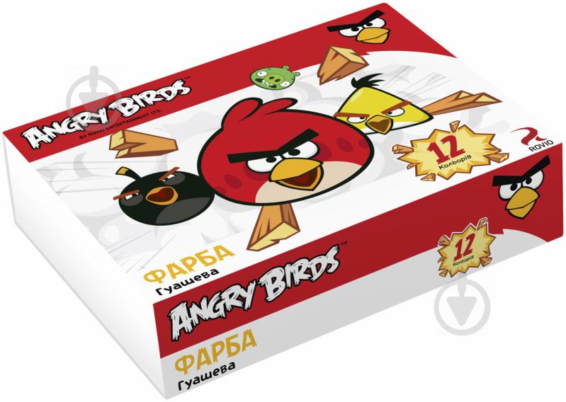 Фарба гуашева 12 кольорів 10 мл AB03672 Angry Birds Cool For School - фото 1