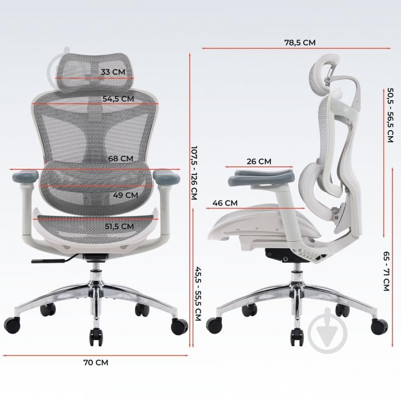 Кресло офисное Sihoo DORO C300L Mesh White (DORO-C300L-A3-102) белый - фото 18