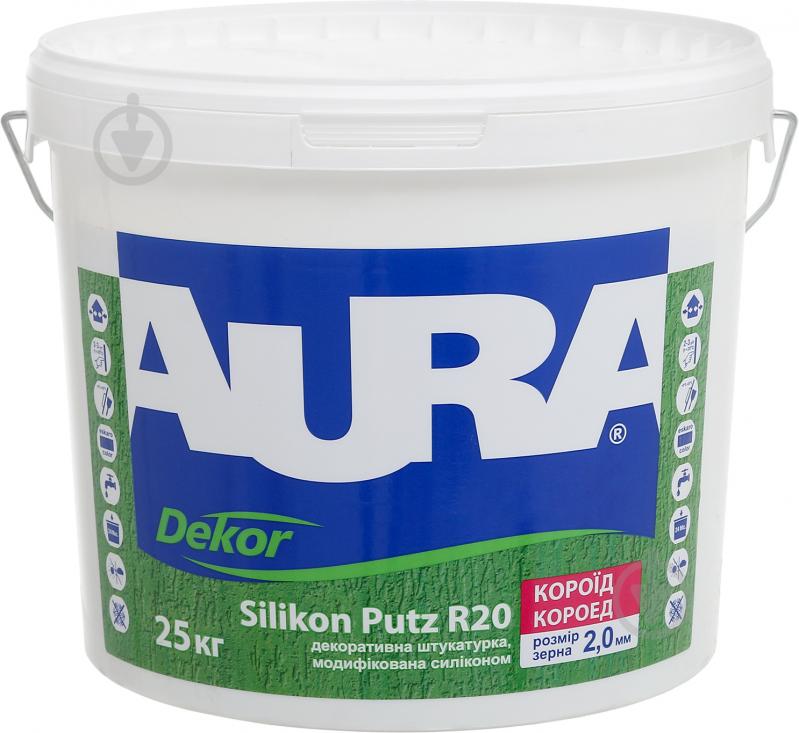 Декоративна штукатурка короїд Aura® Dekor Silikon Putz R20 25 кг білий - фото 1