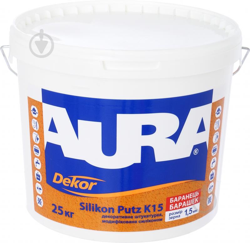 Декоративна штукатурка баранець Aura® Dekor Silikon Putz К15 25 кг білий - фото 1