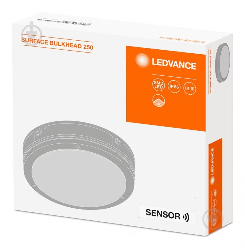 Світильник адміністративний LED Ledvance 10 Вт 4000 Surface Bulkhead 250 Sensor IP65 - фото 2