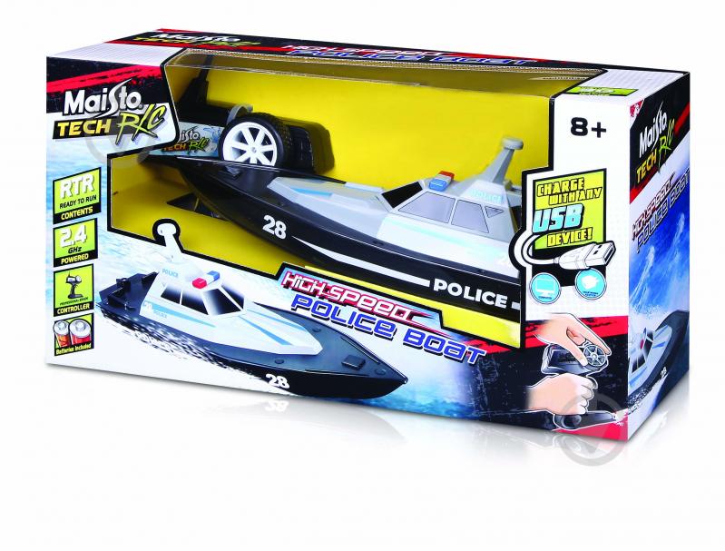 Яхта на р/к Maisto Speed ​​Boat Police 82196 black/grey - фото 2