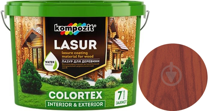 Лазурь Kompozit COLORTEX красное дерево полуглянец 10 л - фото 1