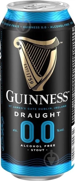 Пиво Guinness темное безалкогольное Draught 0.0% ж/б 0,44 л - фото 1