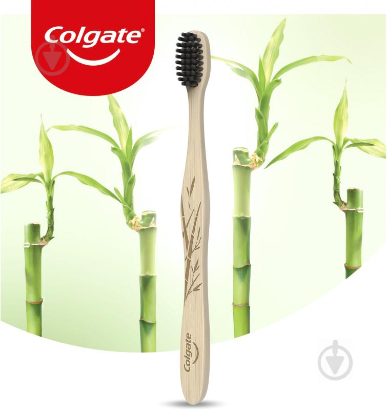 Зубная щетка Colgate бамбук/древесный уголь черная мягкая 1 шт. - фото 2