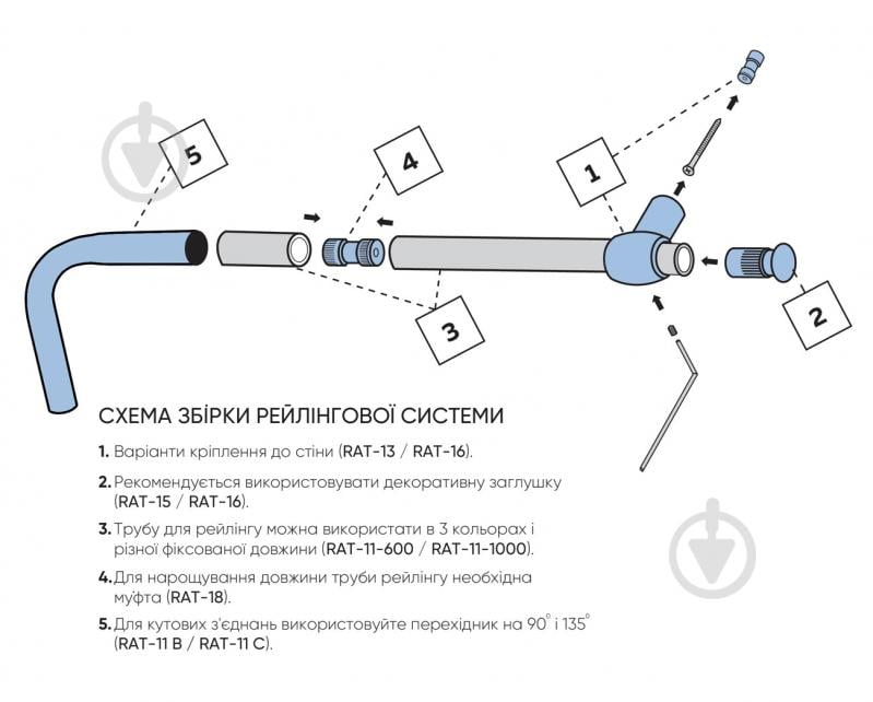 Труба для рейлінгу Lemax d16x3000 мм RAT-11-3000 хром - фото 4