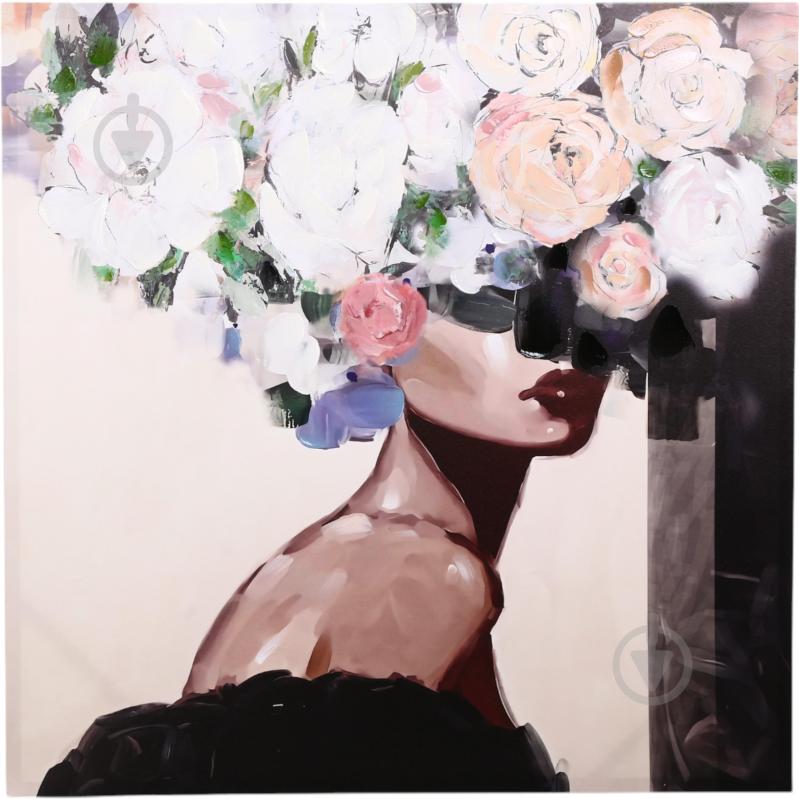 Картина Touched flower lady pink 100x100 см - фото 1