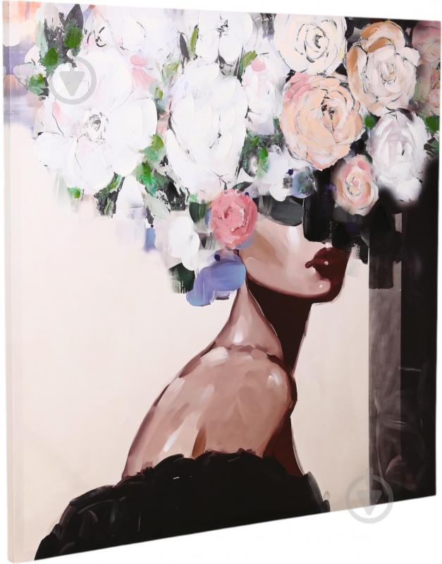 Картина Touched flower lady pink 100x100 см - фото 3