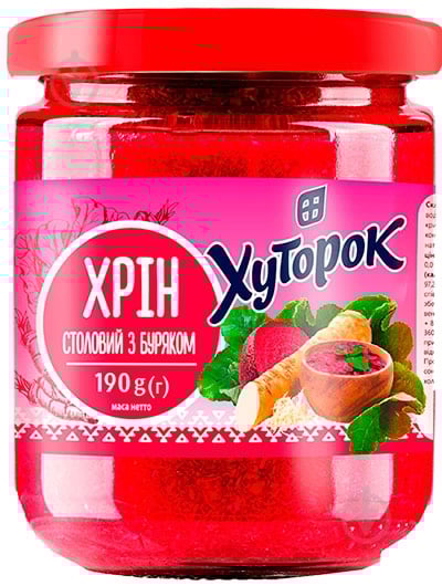 Хрен Хуторок с буряком 190 г - фото 1 Хрен Хуторок с буряком 190 г - фото 1