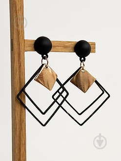 Серьги MISO accessory черные квадраты - фото 1