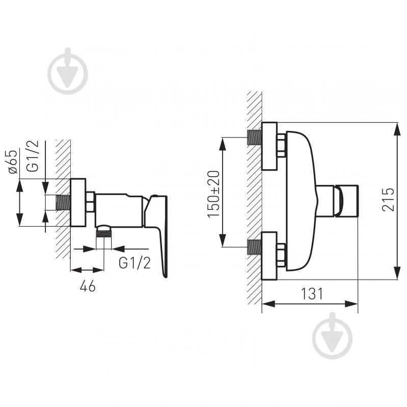 Смеситель для душа Ferro Adore Black/Chrome BDR7BLC - фото 2