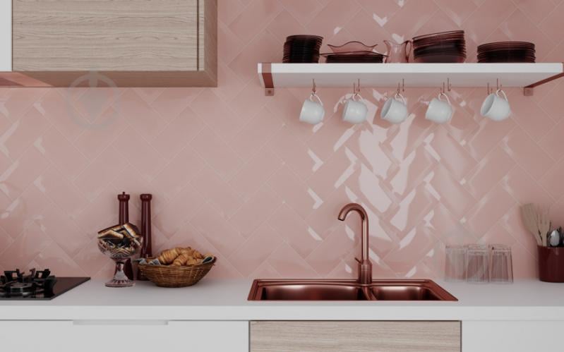 Плитка Metrotiles pink 465053 2 сорт 10x20 см - фото 2