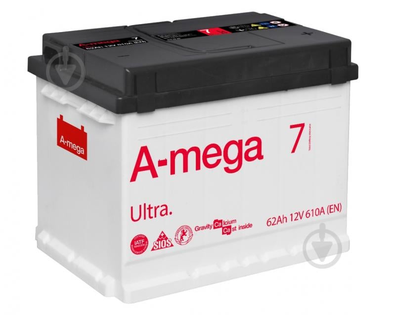 Акумулятор автомобільний A-MEGA Ultra 62Ah 610A 12V «+» праворуч - фото 1