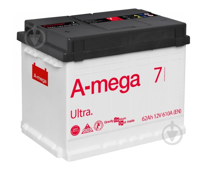 Аккумулятор автомобильный A-MEGA Ultra 62Ah 610A 12V «+» слева - фото 1