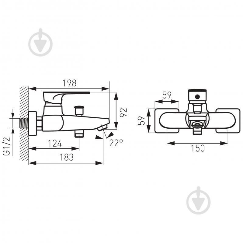 Смеситель для ванны Ferro Algeo Square BAQ1BLC - фото 2 Смеситель для ванны Ferro Algeo Square BAQ1BLC - фото 2