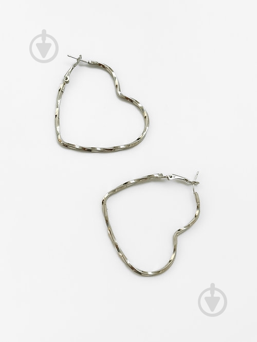 Серьги MISO accessory большое серебряное сердце 5см - фото 1