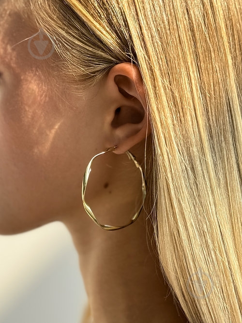 Серьги MISO accessory большой круг золотые 5 см - фото 2