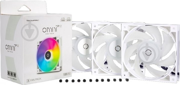 Вентилятор Tecware Omni P12 3-Fan Pack ARGB White (TWAC-OMP12-3WH) - фото 2 Вентилятор Tecware Omni P12 3-Fan Pack ARGB White (TWAC-OMP12-3WH) - фото 2
