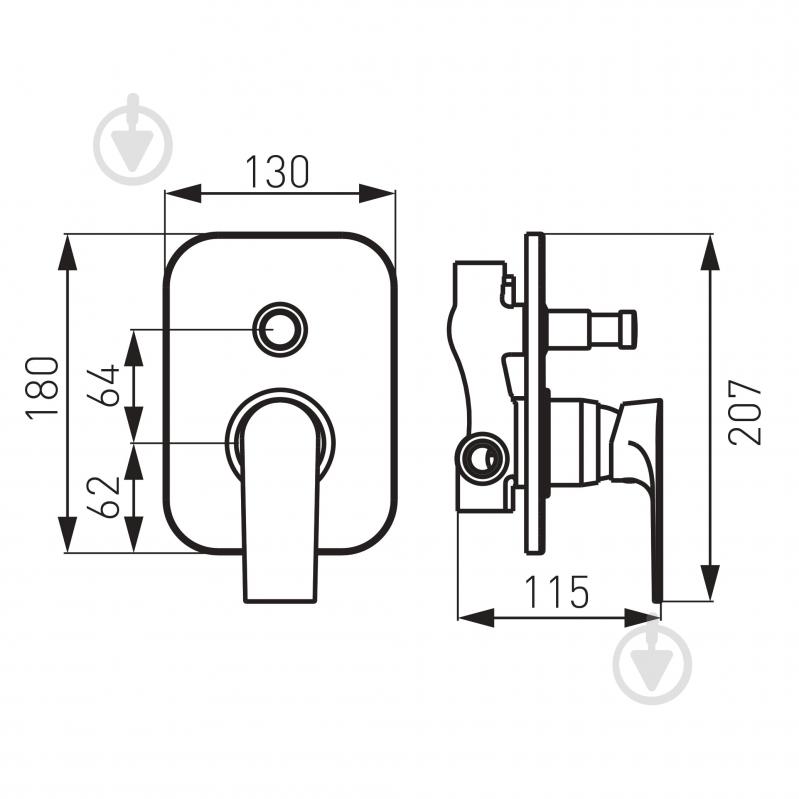 Смеситель для ванны Ferro Algeo Square BAQ7P - фото 2