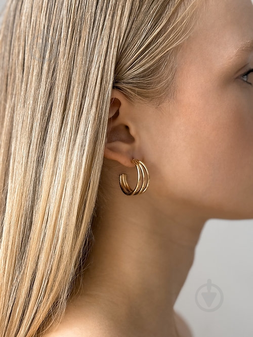 Серьги MISO accessory открытые золотые тройные - фото 2