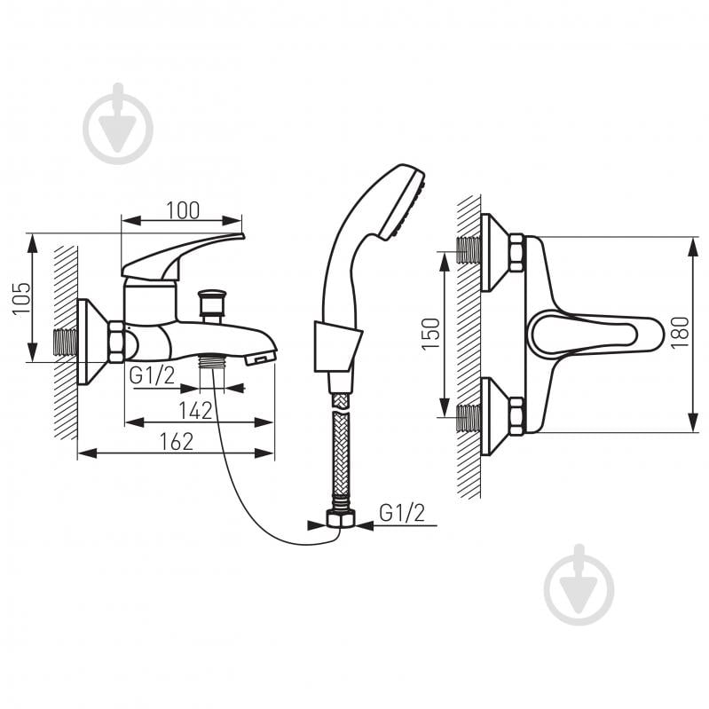 Смеситель для ванны Ferro Basic BBC11 - фото 2