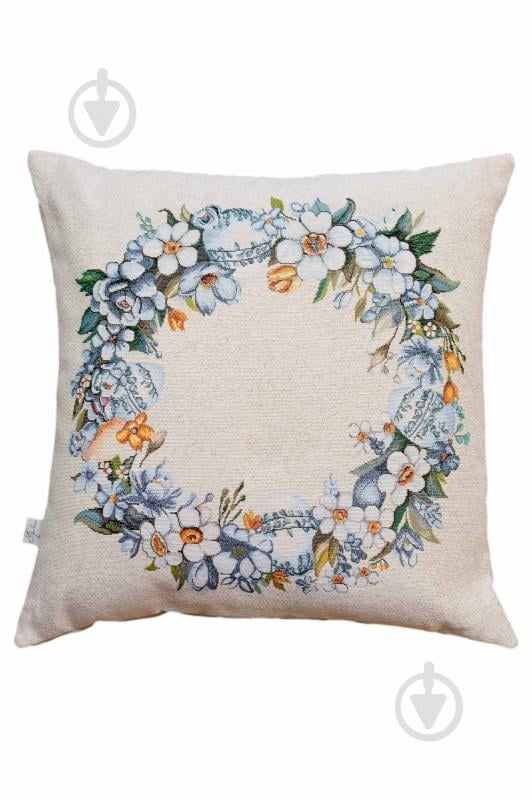 Наволочка декоративная Веночек Рrimavera 45x45 см молочный Прованс - фото 1