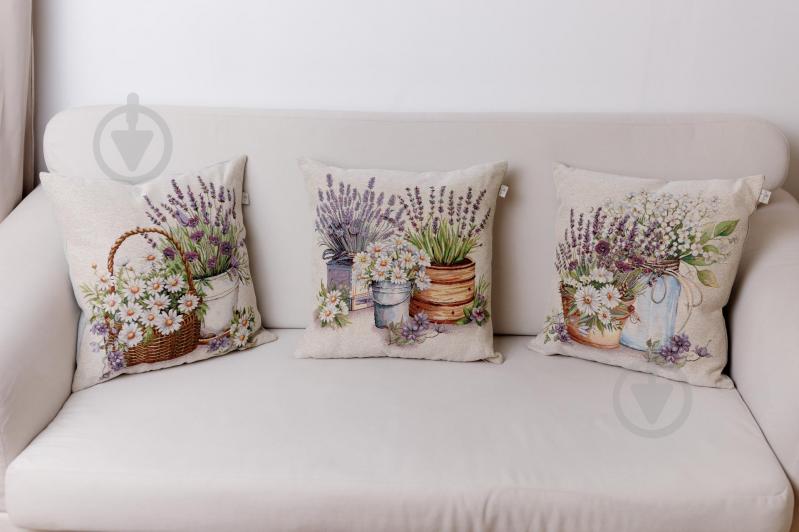 Подушка декоративная Ромашки в корзине Provence 45x45 см молочный Прованс - фото 3 Подушка декоративная Ромашки в корзине Provence 45x45 см молочный Прованс - фото 3