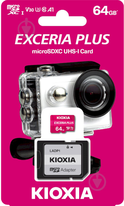 Карта памяти KIOXIA microSDXC 64 ГБ Class 10UHS-I (LMPL1M064GG2) Exceria Plus U3 V30 A1+ SD-adapter - фото 4